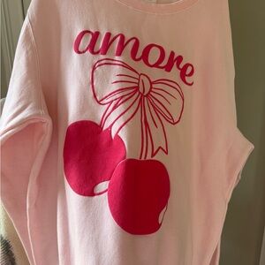 Pink Amore Sweatshirt with Cherry Design